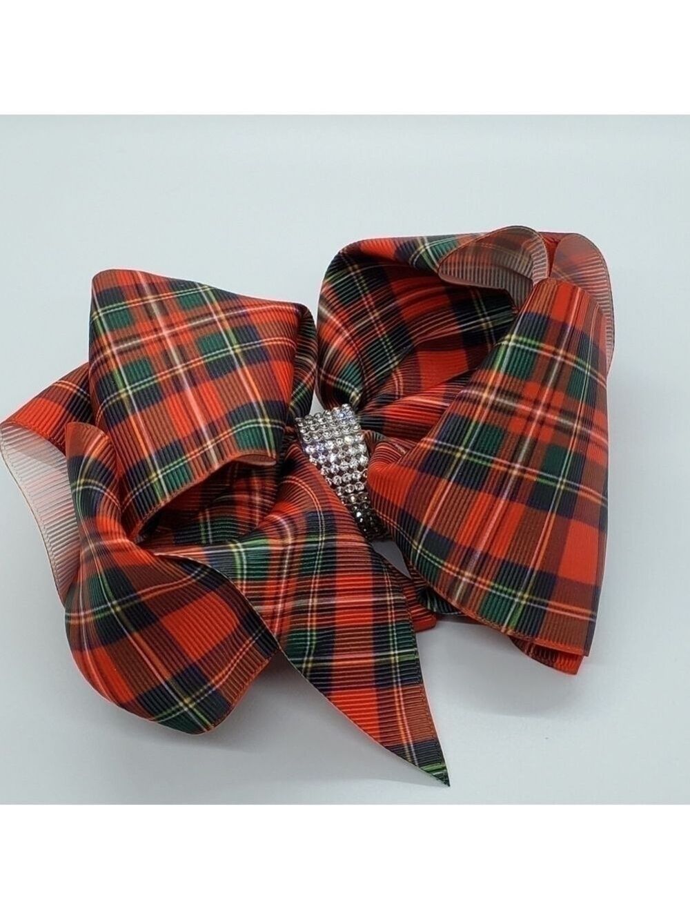 Large scottish plaid girls bling hairbow Holiday Christmas
